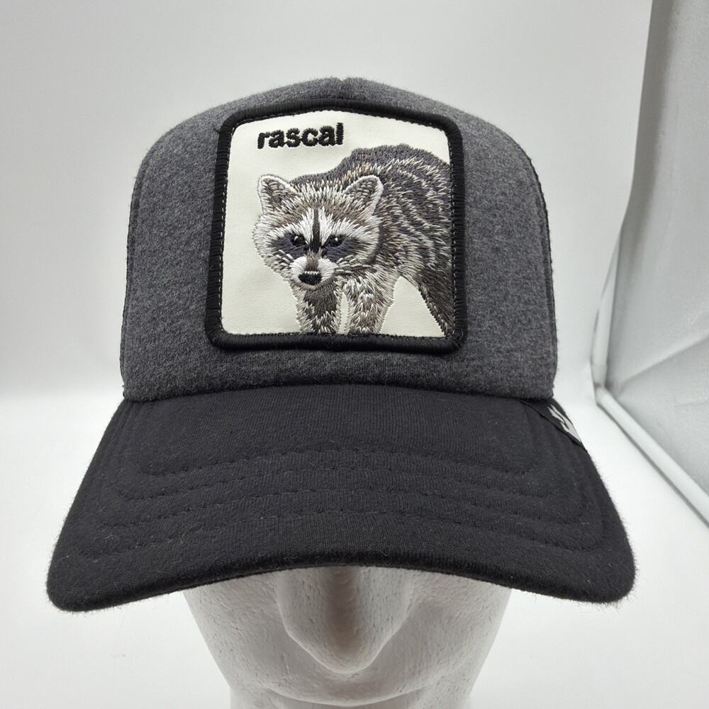 Goorin Bros Trucker Hat Kids OS Grey Rascal Raccoon Mesh Snapback Cap 201-2053